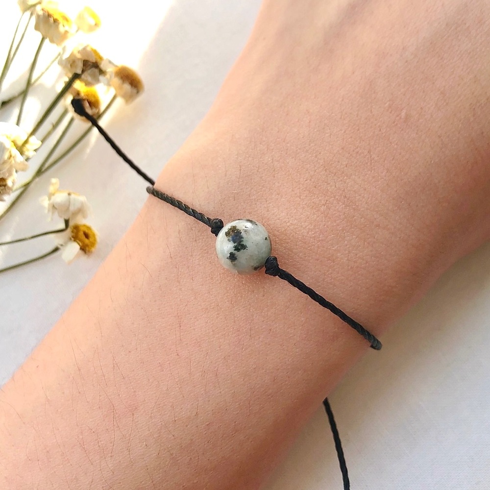 Kiwi Sesame Jasper Stone Bracelet